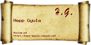 Hepp Gyula névjegykártya